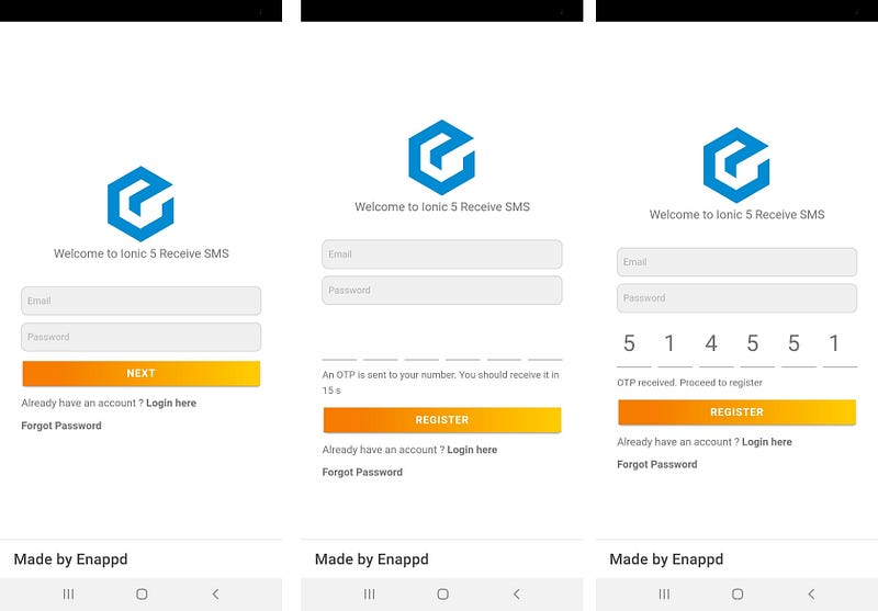 UI for Ionic automatic SMS read app