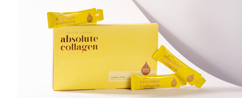 Image of Absolute Collagen collagen supplement box and sachets.