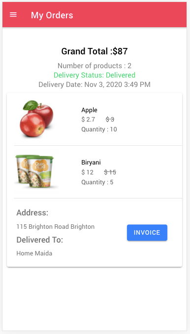 UI for My Orders page- PDF generation in Ionic apps