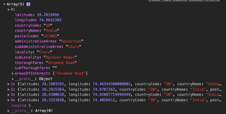 Reverse geocoding in Capacitor