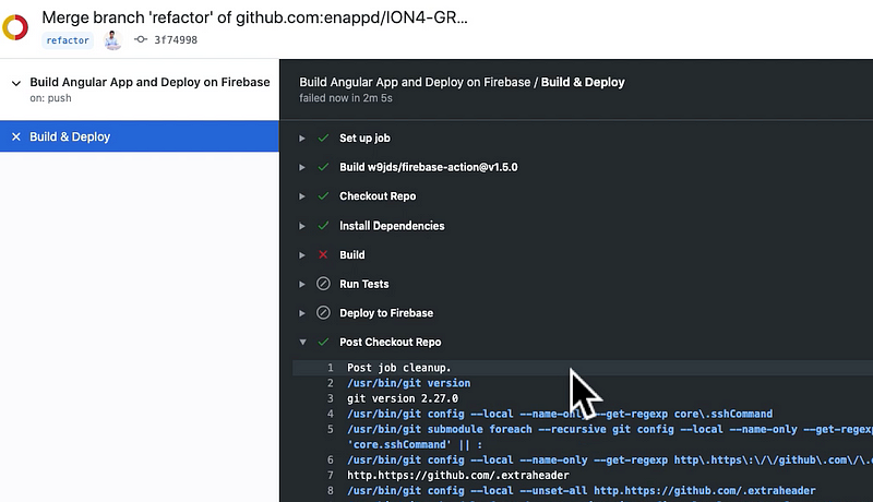 Github Actions Tab